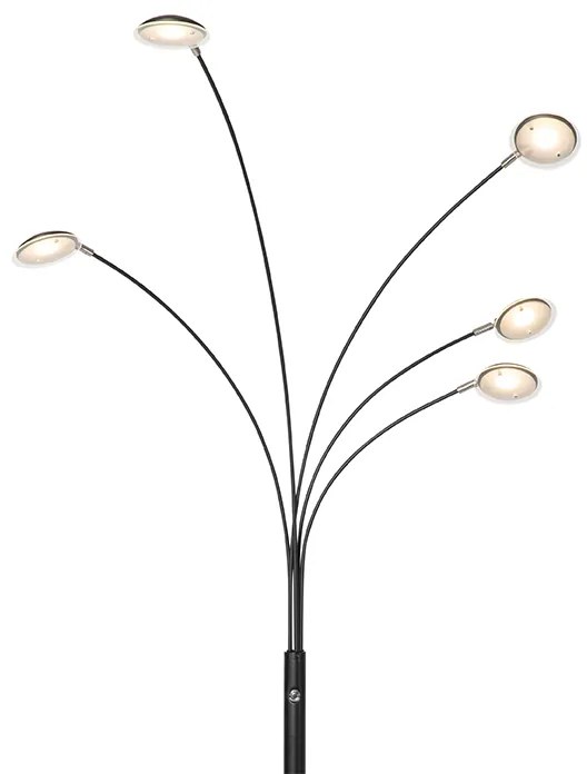 Lampa de podea de design neagră cu LED dimmer cu 5 lumini - Sixties Trento