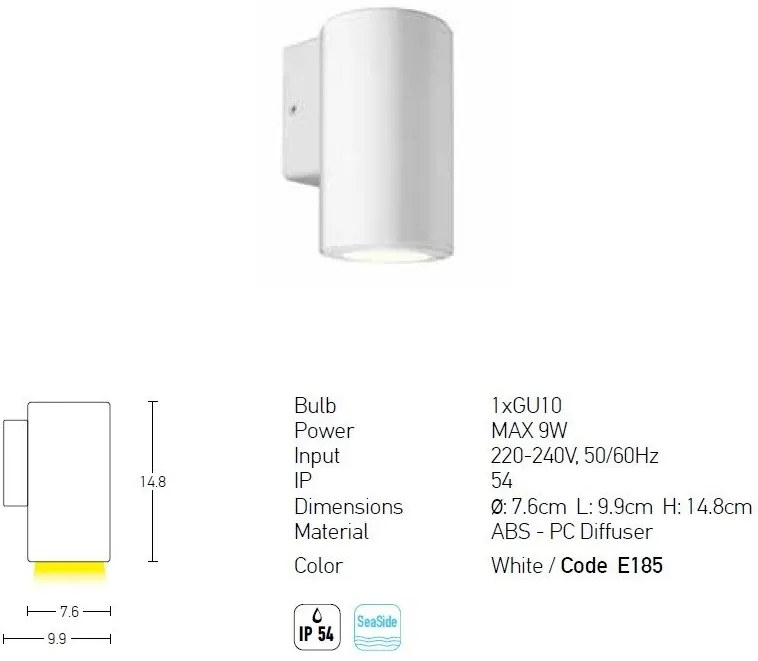 Aplica de perete pentru iluminat exterior IP54 Haland alb