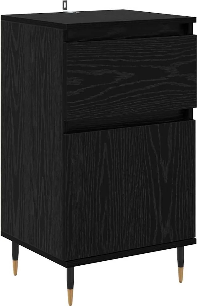 vidaXL Bufet Stejar Negru 40 x 35 x 70 cm Lemn Ingineresc și Fier