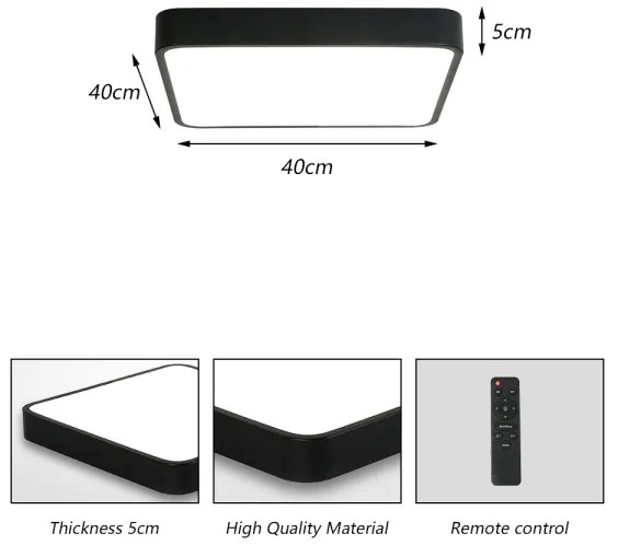 Plafonieră LED dimabilă Brilagi POOL SQUARE LED/36W/230V 3000-6000K 40x40 cm negru + telecomandă