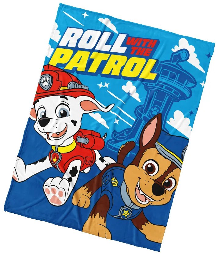 Carbotex Pătură pentru copii Paw Patrol Marshallși Chase, 130 x 170 cm