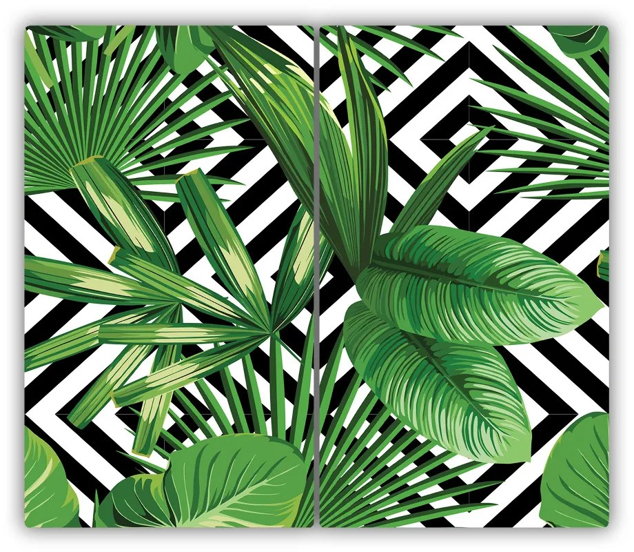 Tocator din sticla frunze tropicale