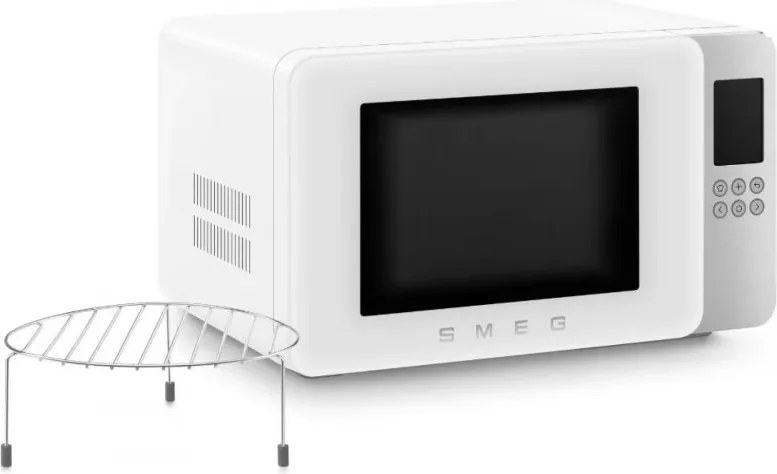 Cuptor cu microunde cu gratar 4in1 SMEG Collezione MOC01WHMEU, 1900 W, 29 l, 18 programe, Inchidere lina, Semnal sonor, Ecran LCD, Alb mat