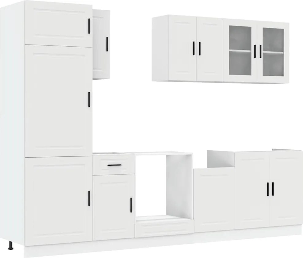 vidaXL Set dulap de bucătărie din 8 piese „Porto” Lemn prelucrat alb