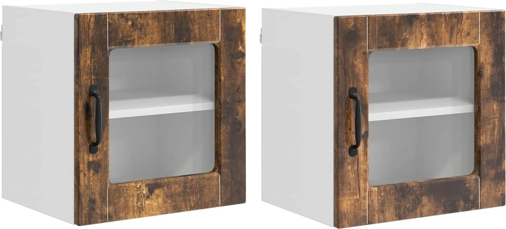 vidaXL Dulap de bucătărie cu raft 2 pcs Stejar fumuriu 40 x 31 x 40 cm