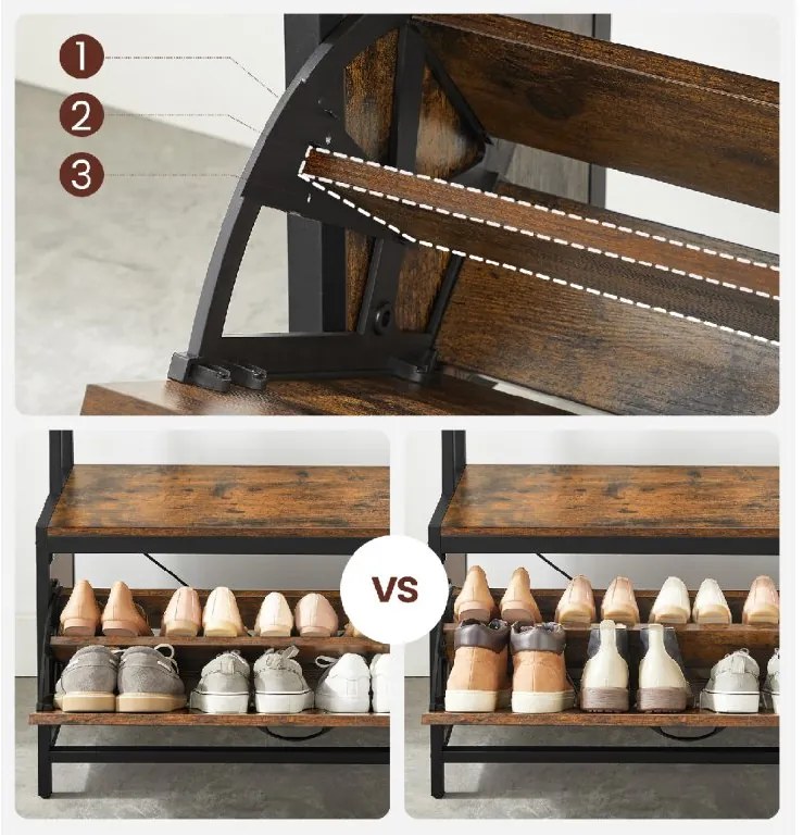 Panou de hol TAYLOR cu dulap de pantofi 180x85 cm, maro rustic