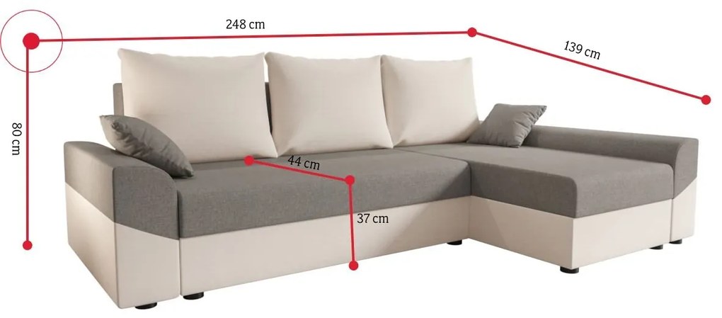 Supermobel Colțar extensibil DENVER, 248x80x139 rainbow 5/rainbow 41