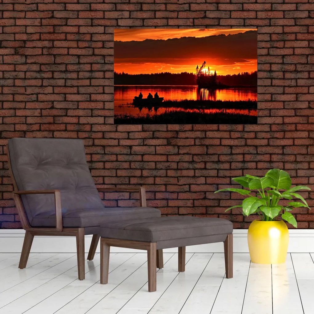 Tablou - Pescari pe lac (90x60 cm)