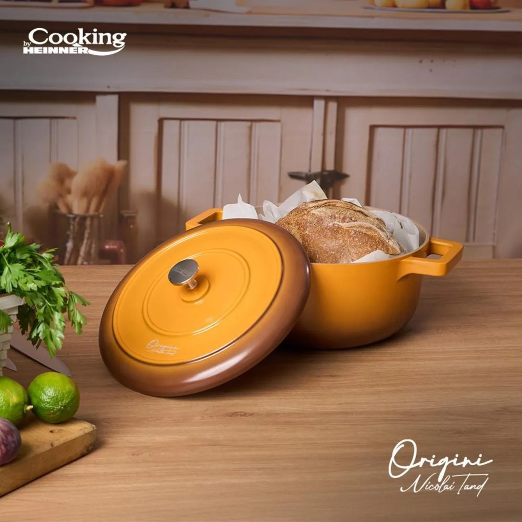Cratiță din aluminiu turnat cu capac 20x10 cm, 2.4L – Cooking by Heinner, Colecția Origini by Nicolai Tand, pentru gătit zilnic