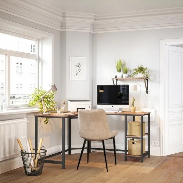 Birou colțar SOLEA maro/negru