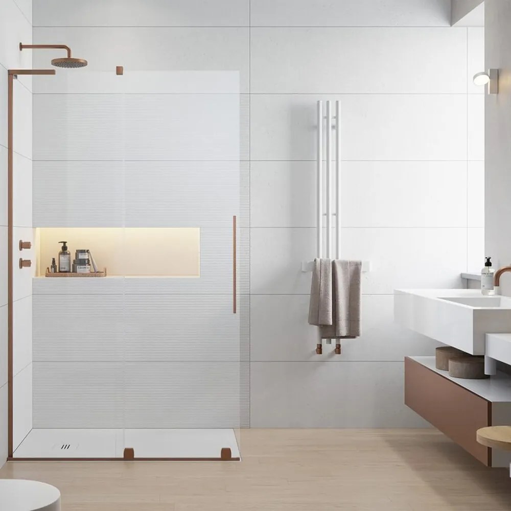 Paravan de dus tip Walk-in Radaway Furo SL cupru periat-transparent 120 cm sticla securizata 8 mm stanga