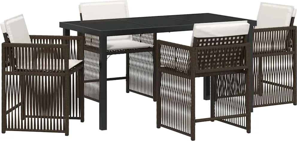 vidaXL Set de masă pentru grădină 5 pcs Maro poliratan