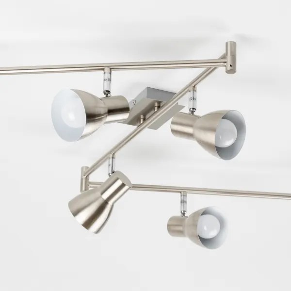 Plafonieră LED cu 6 spoturi, socluri E14, 6x5W, 230V, crom mat