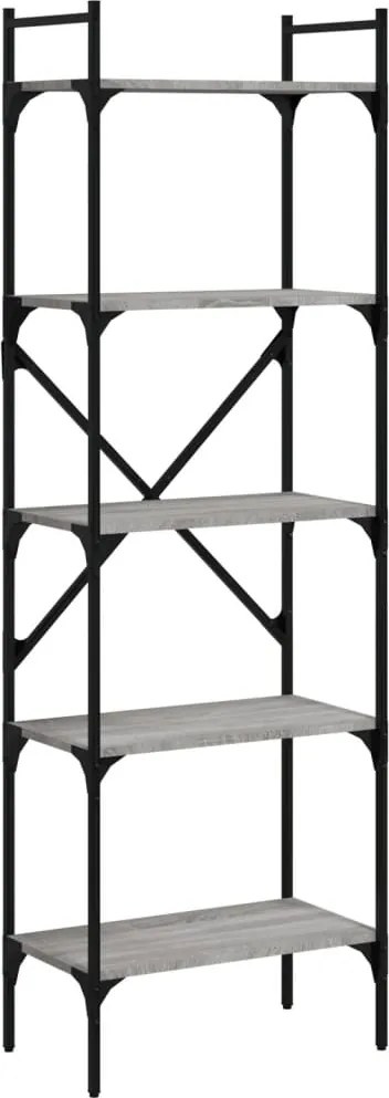 833346 vidaXL Bibliotecă cu 5 niveluri gri sonoma 56x31,5x174cm lemn compozit