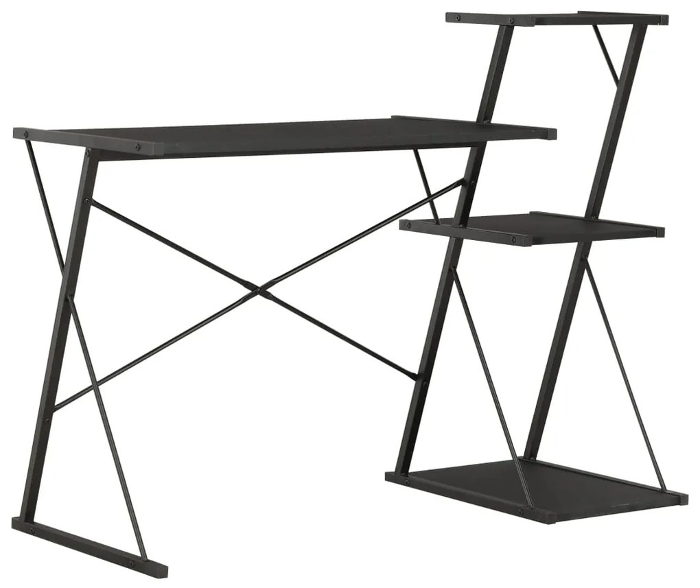 vidaXL Birou cu raft, negru, 116 x 50 x 93 cm