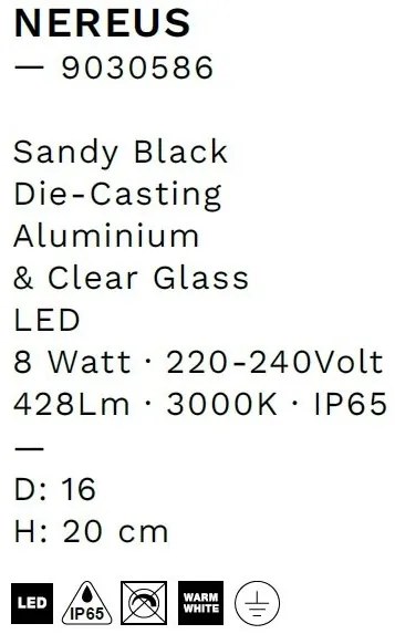 Mini Stalp LED iluminat exterior IP65 NEREUS H-20cm