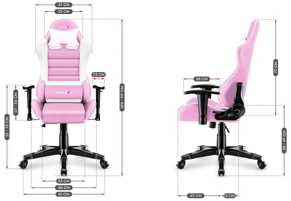 Scaun gaming pentru copii Rover 6 (alb + roz). 1087546