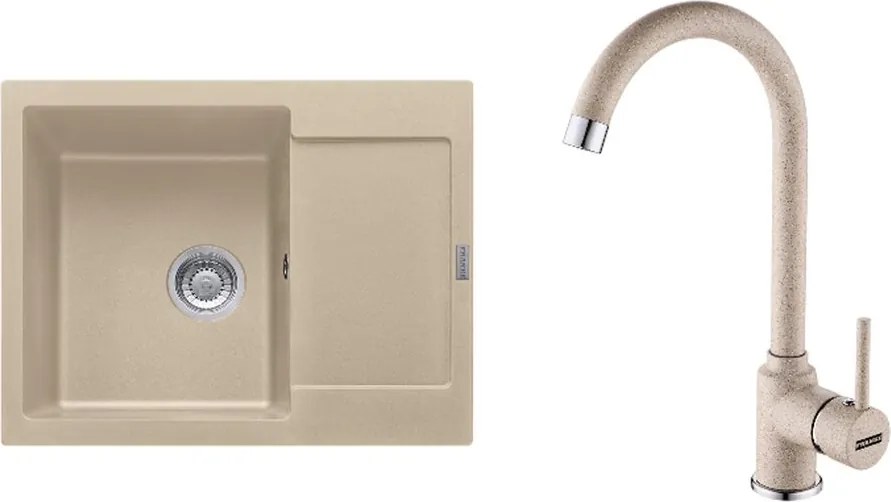Set chiuveta bucatarie compozit Franke Maris Avena 1 cuva cu picurator 62x50 cm finisaj bej mat plus baterie