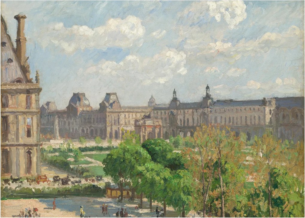 Tablou pe sticlă - Camille Pissarro, Place du Carrousel, Paris, reproducere (70x50 cm)