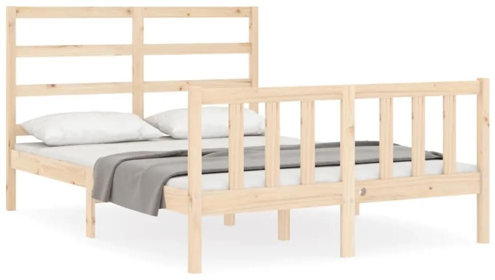 3191881 vidaXL Cadru de pat cu tăblie, dublu, lemn masiv