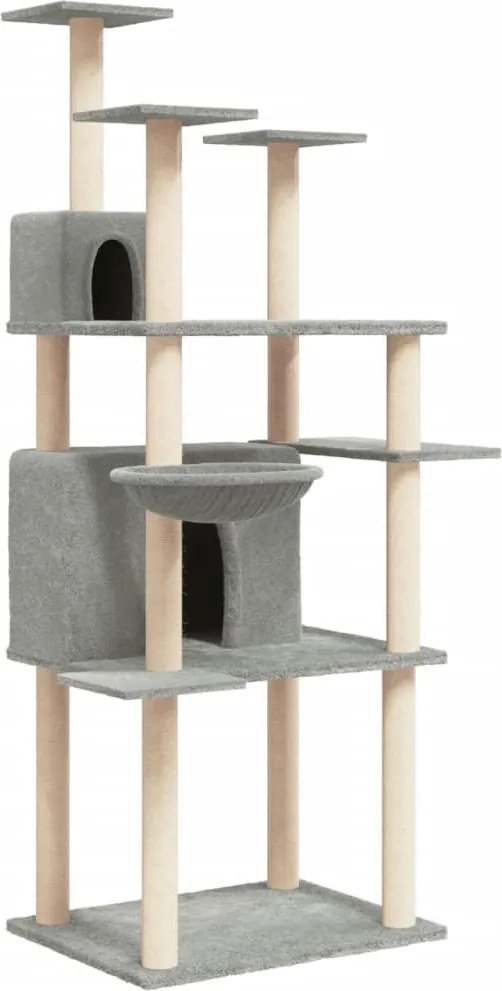 vidaXL Ansamblu de pisici, stâlpi din funie sisal, gri deschis, 166 cm