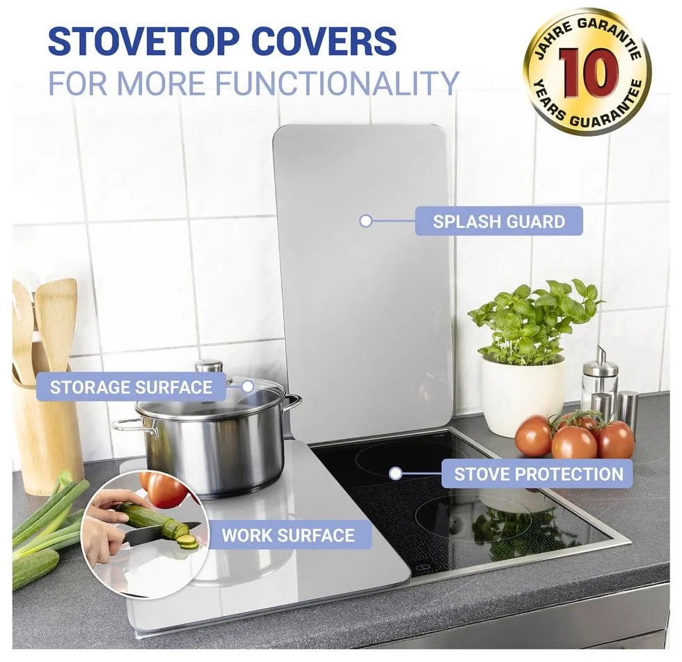 Set 2 protecții din sticlă pentru aragaz Wenko Universal Silver