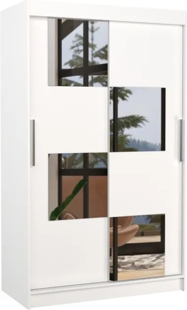 Dulap cu usi glisante si oglinda 120x200 cm, Lugano, ADRK Furniture (Culoare: Alb)