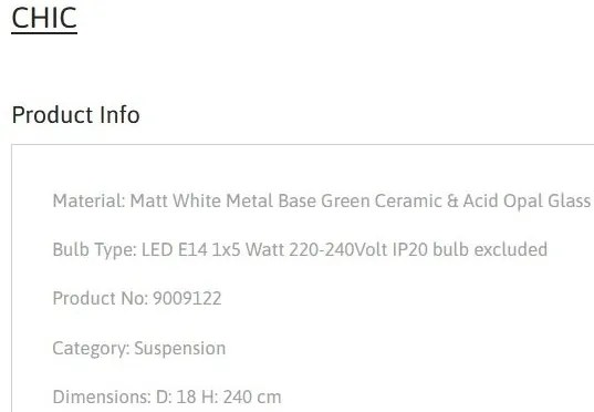 Pendul ceramic design modern CHIC verde