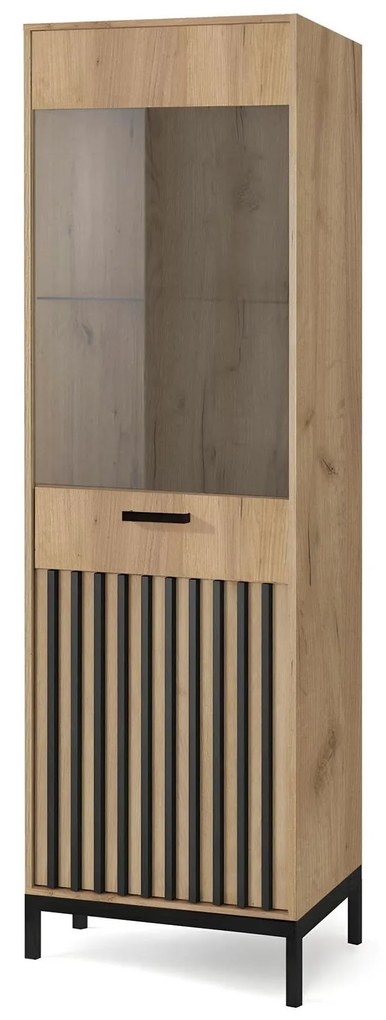 Vitrină Lamello W1 (stejar craft + negru). 1092418