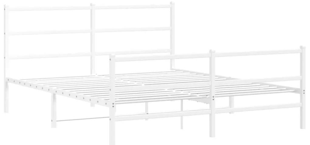 355434 vidaXL Cadru pat metalic cu tăblie de cap/picioare , alb, 150x200 cm