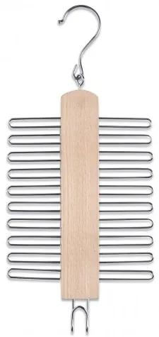 Umeras din metal si lemn pentru cravate, cu 20 carlige, Belt Natural, l16xH39 cm