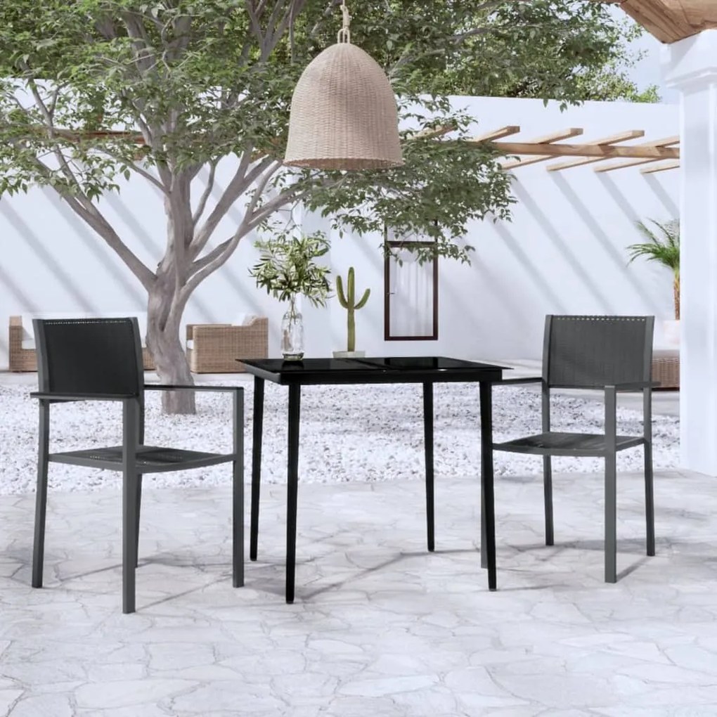 3099275 vidaXL Set mobilier de grădină, 3 piese, negru