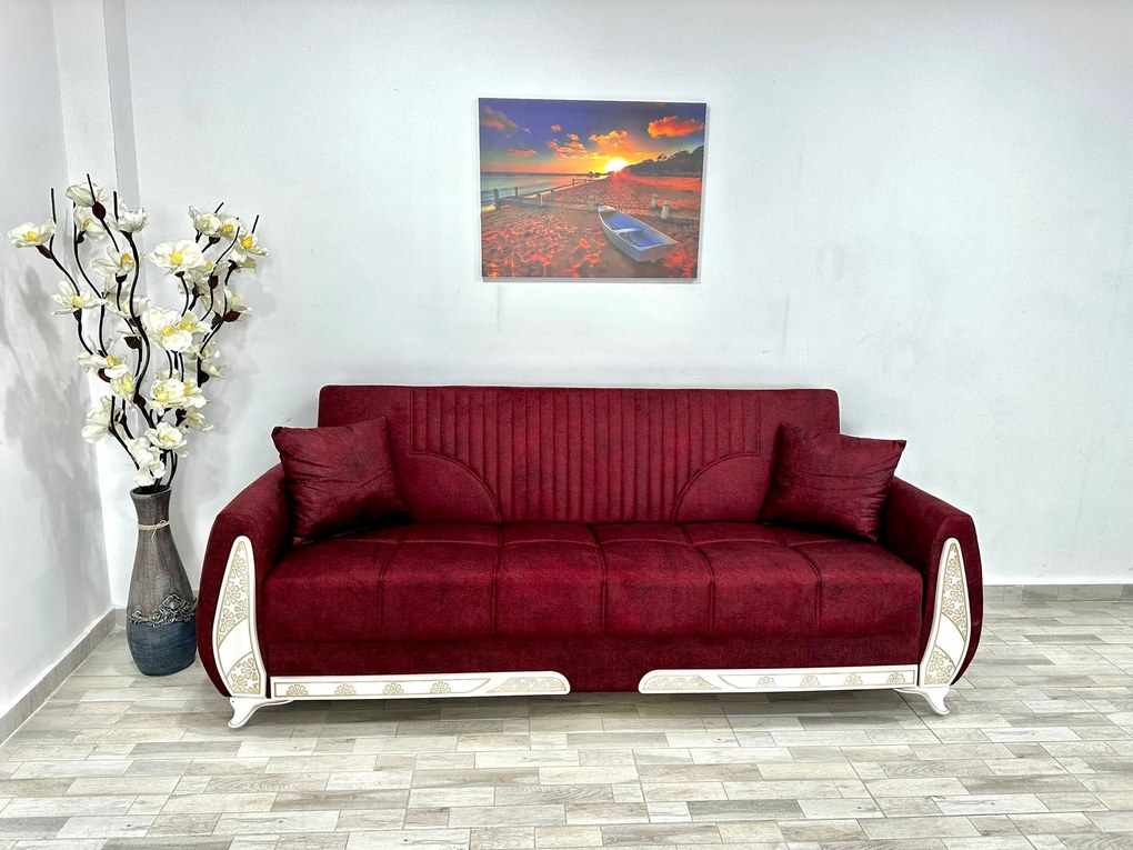 Canapea Queen, culoare rubin, 220 x 94 x 80 cm