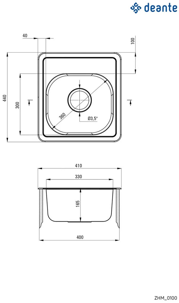 Chiuvetă din inox, 1-cuvă, Mercato, ZHM_0100