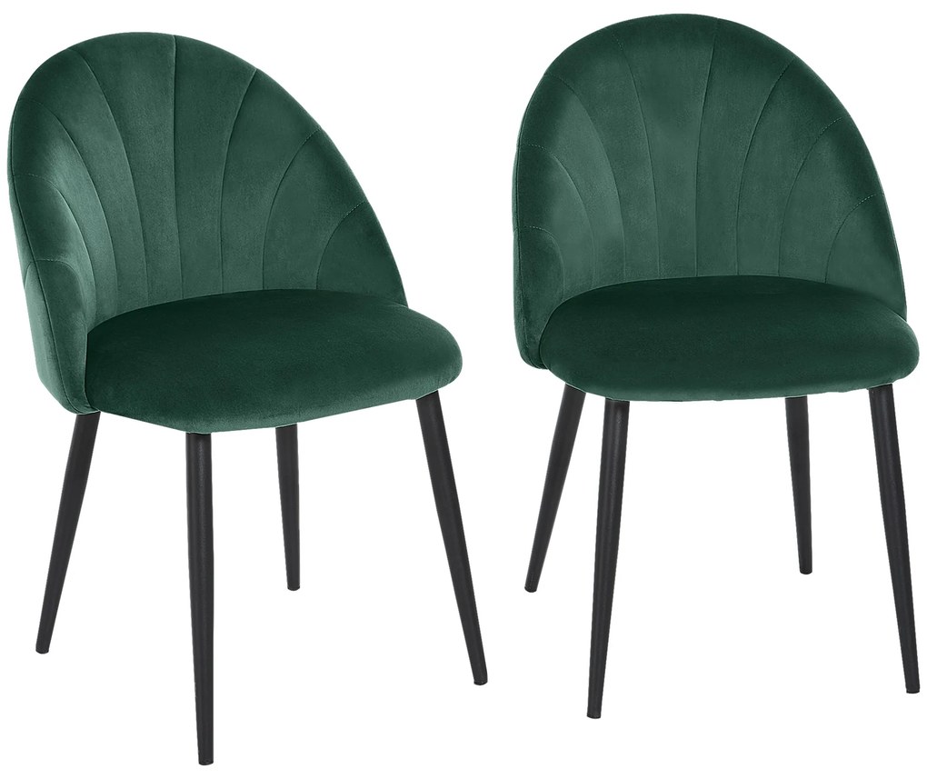 HOMCOM Set de 2 Scaune Căptușite fără Cotiere, Scaune pentru Sufrageri sau Bucatarie, 50x54x80 cm, Verde | Aosom Romania