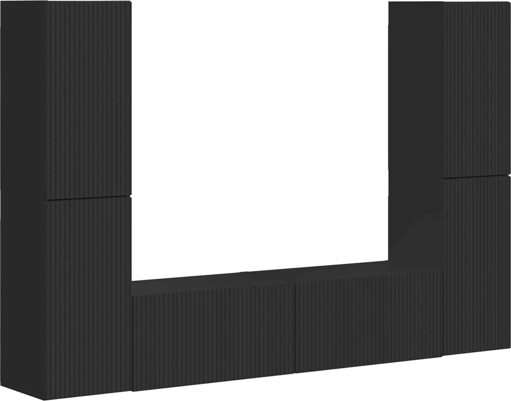 vidaXL Set comodă TV 6 pcs Negru Lemn compozit