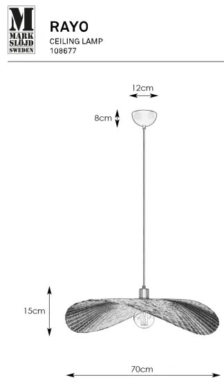 Lustră pe cablu Markslöjd 108677 RAYO 1xE27/40W/230V bej/bambus