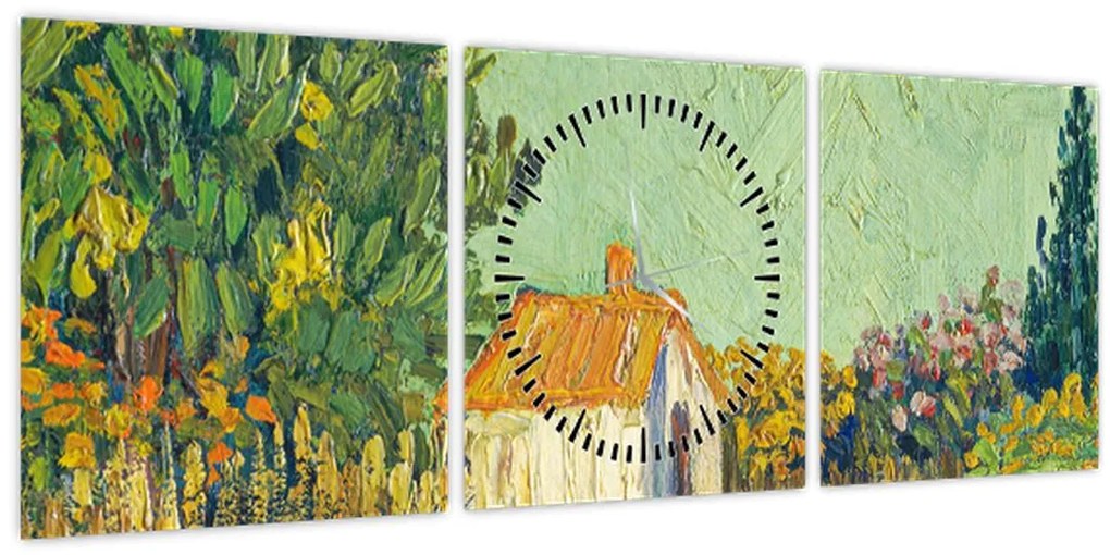 Tablou - Imitator of Vincent van Gogh, Landscape, reproducere (cu ceas) (90x30 cm)