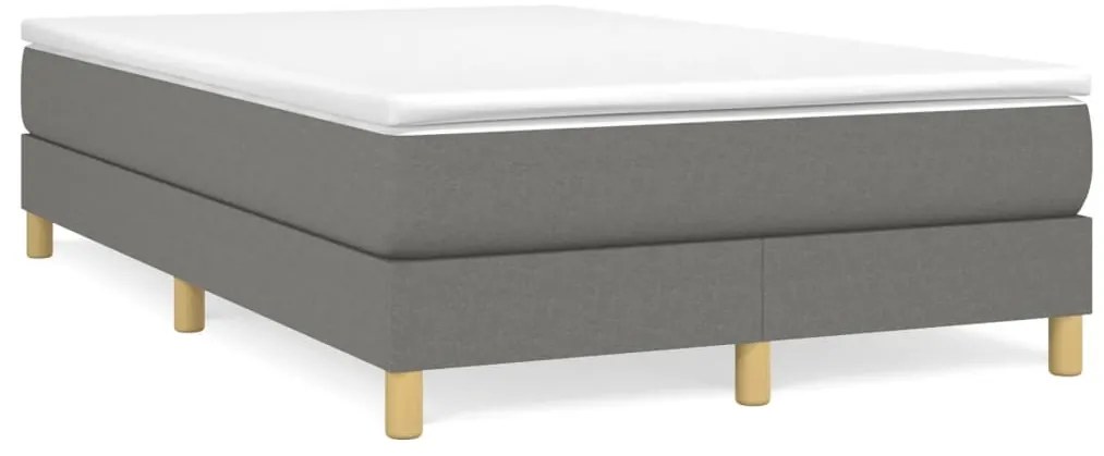 vidaXL Pat box spring cu saltea, gri închis, 120x190 cm, textil