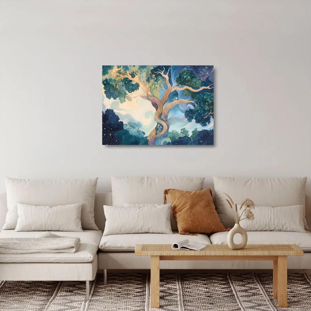 Tablou pe sticlă – Arbore cosmic (70x50 cm)