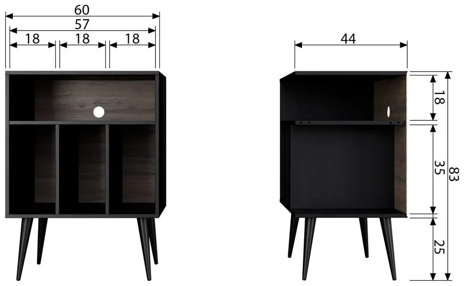 Dulap pentru pick-up negru/în culoare naturală din lemn de pin 60x83 cm James – WOOOD