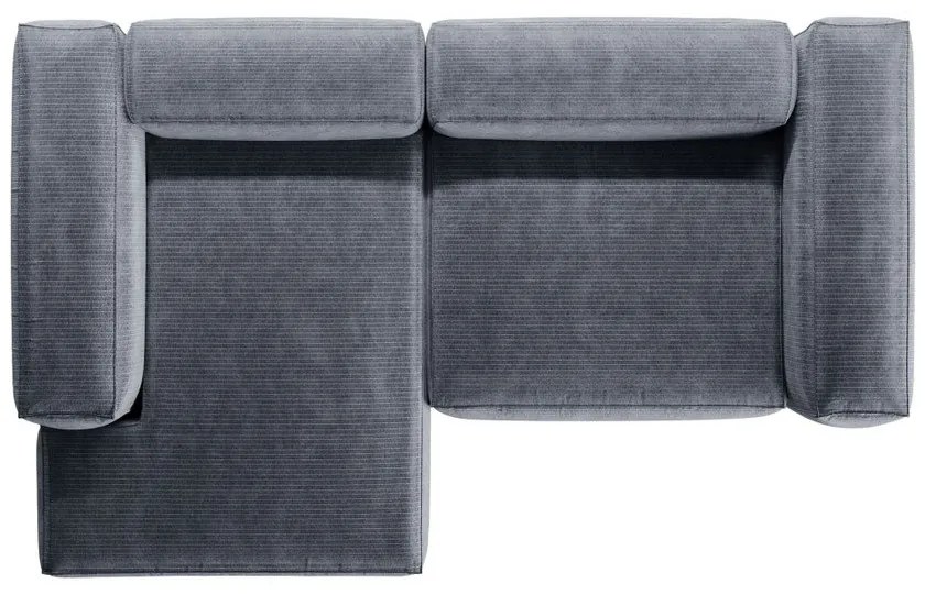 Colțar albastru prăfuit cu tapițerie din catifea reiată (cu colț pe partea stângă/cu șezlong) Bergamo – Cosmopolitan Design