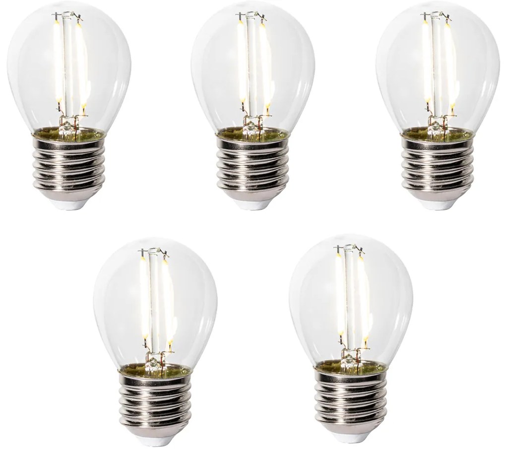 Set 5 becuri E27 dimbare LED lamp P45 helder glas 3W 250 lm 3000K