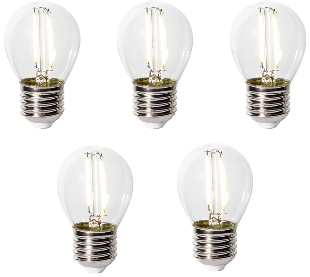 Set de 5 becuri LED E27 dimabile P45 sticlă transparentă 3W 250 lm 3000K