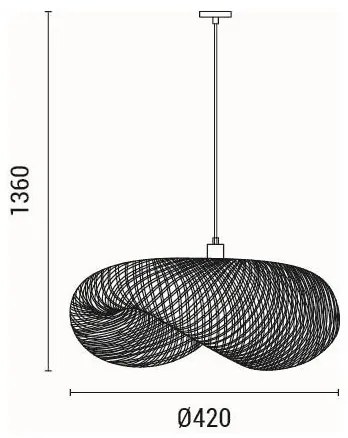 Lustră pe cablu 1xE27/40W/230V bambus
