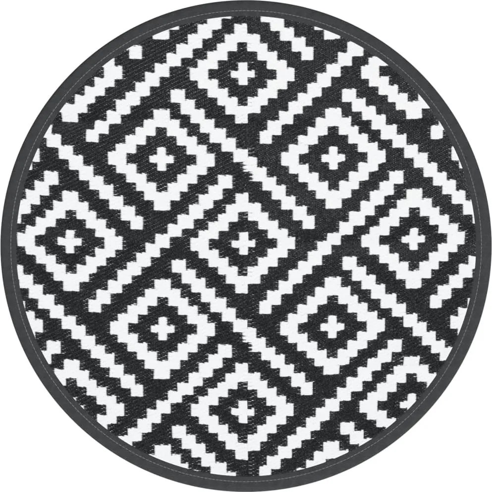 vidaXL Covor de exterior, ARAKIL alb și negru, Ø160 cm, PP