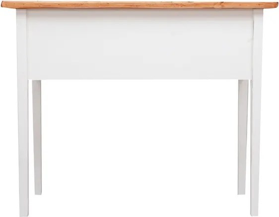 Birou, L100 48 H80 cm, 5 sertare, alb natur antic, lemn masiv