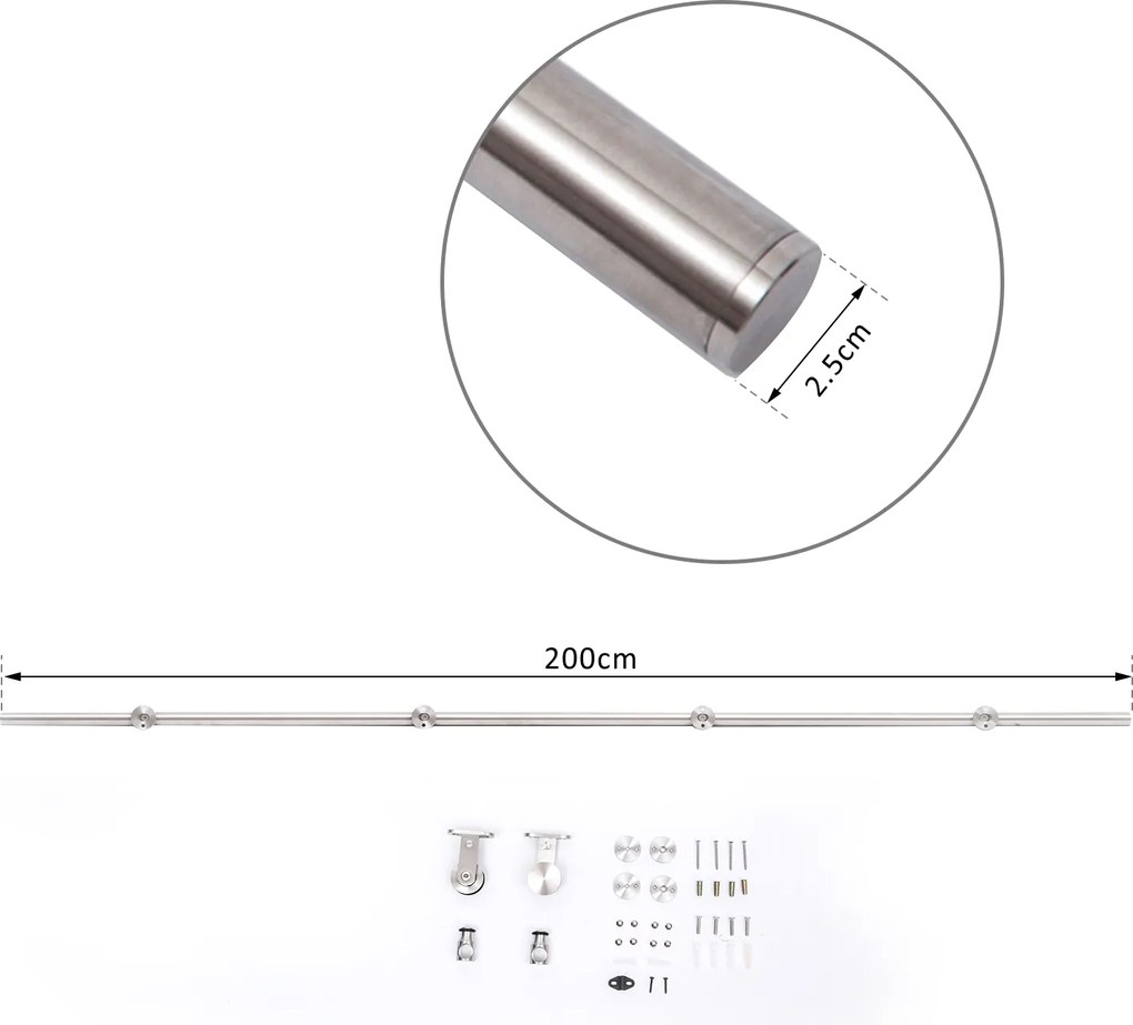 Pista pentru usa glisanta HOMCOM din otel cu kit de montare | Aosom RO