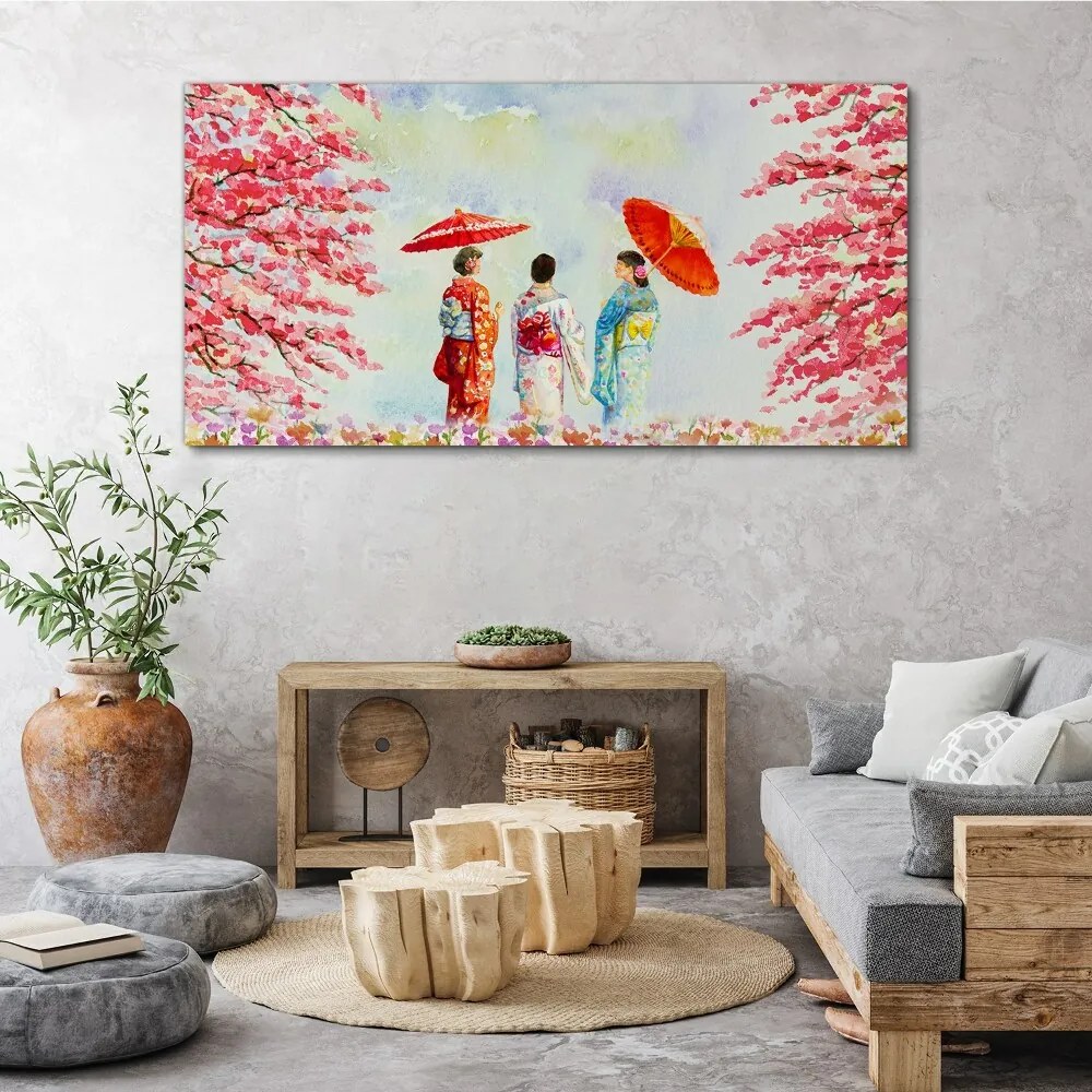 Tablou canvas flori de copac acuarelă