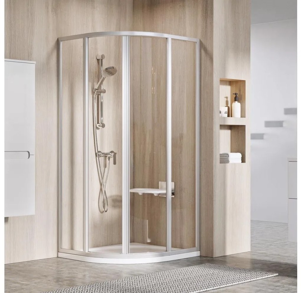 Ravak 3114OU02Z1 - Cabină de duș SUPERNOVA, cu 4 piese, în formă de sfert de cerc, 80x80 cm, sticlă satinată